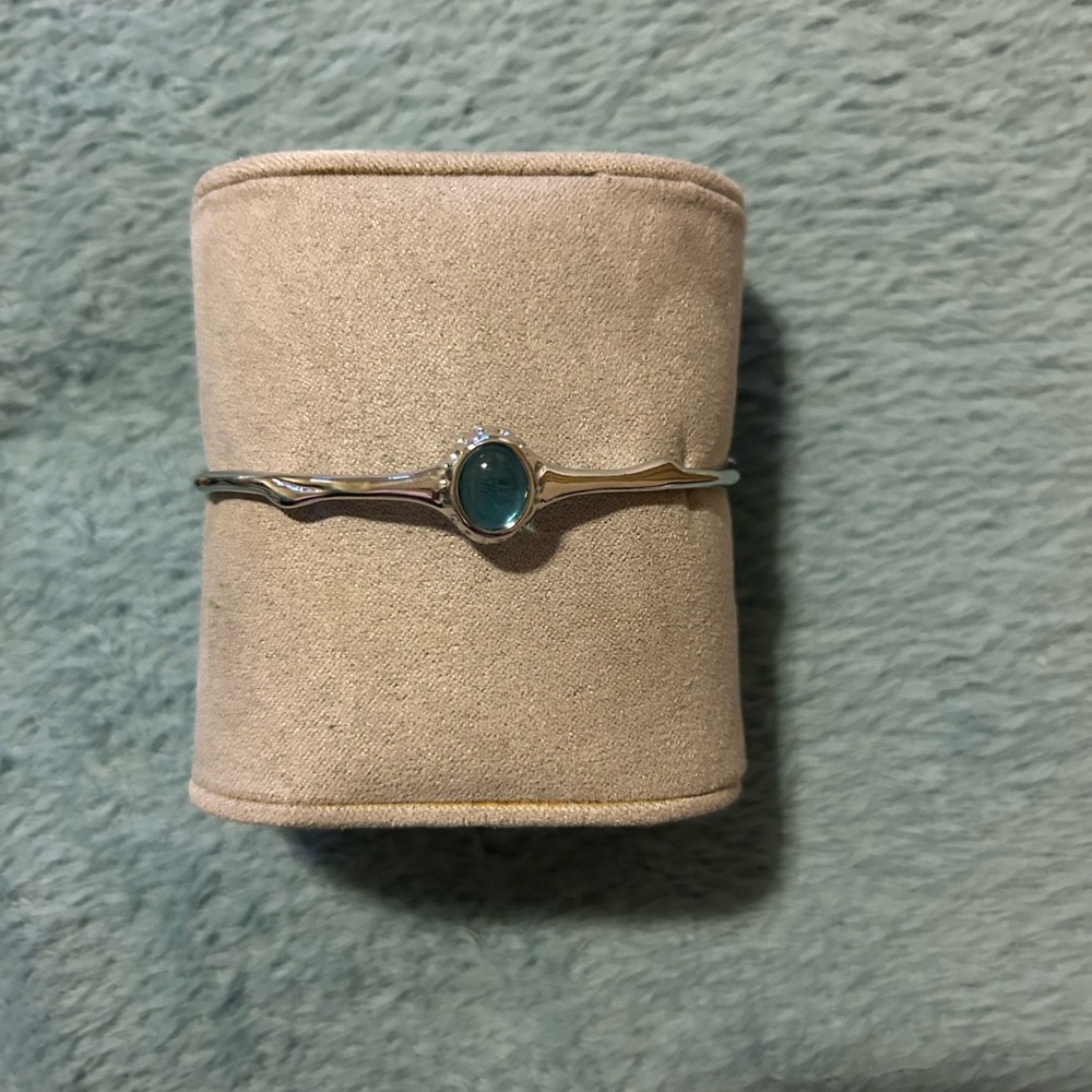 Elegant Faux Silver and Blue Stone Costume Bracelet